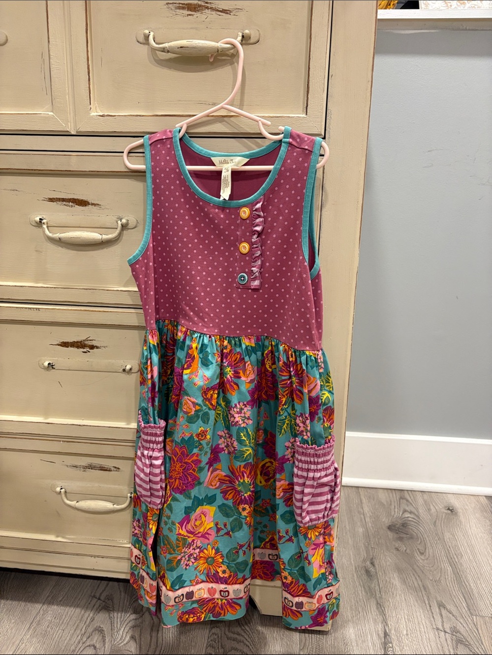 Matilda Jane Kids Floral Patchwork Sundress - Pink & Teal